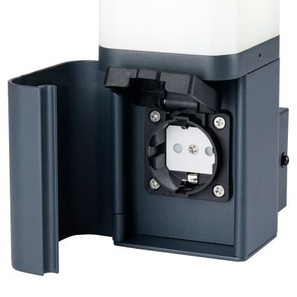 Brilagi - Уличный настенный светильник PILLAR с розеткой SCHUKO 1xG9/11W/230V IP44 антрацит