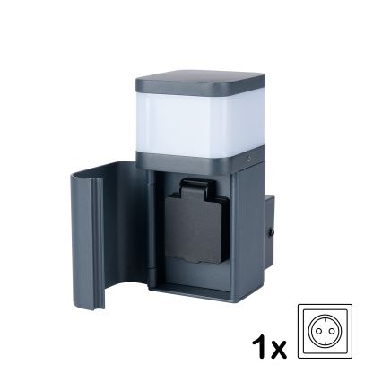 Brilagi - Уличный настенный светильник PILLAR с розеткой SCHUKO 1xG9/11W/230V IP44 антрацит