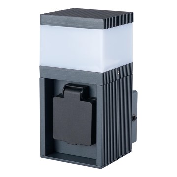 Brilagi - Уличный настенный светильник с розеткой SCHUKO PILLAR 1xG9/11W/230V IP44 антрацит