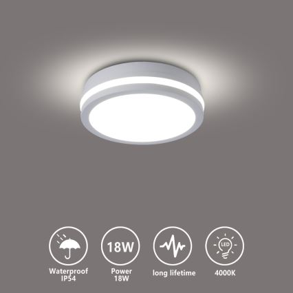 Brilagi - Уличный потолочный светильник BENE LED/18 Вт/230 В, диам. 21,5 см, белый, IP54