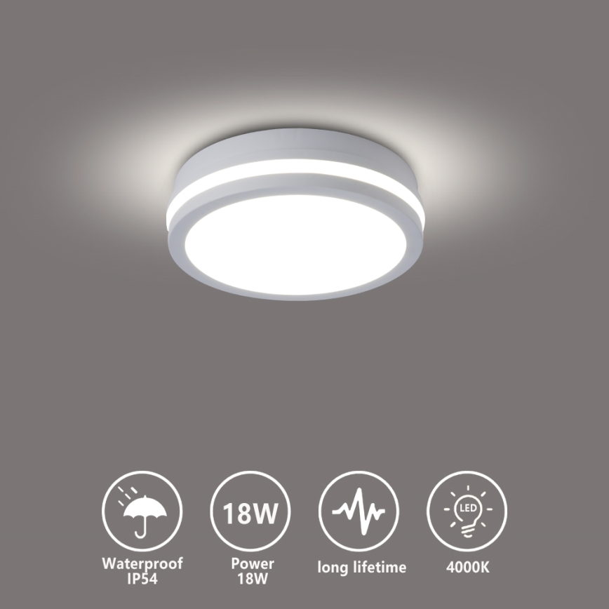 Brilagi - Уличный потолочный светильник BENE LED/18 Вт/230 В, диам. 21,5 см, белый, IP54