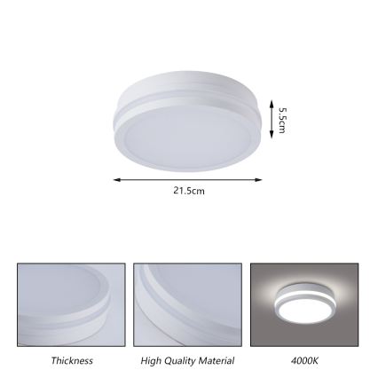 Brilagi - Уличный потолочный светильник BENE LED/18 Вт/230 В, диам. 21,5 см, белый, IP54