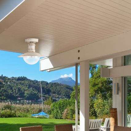 Brilagi - Уличный потолочный светильник MOLDE 1xE27/60W IP44 белый/патина