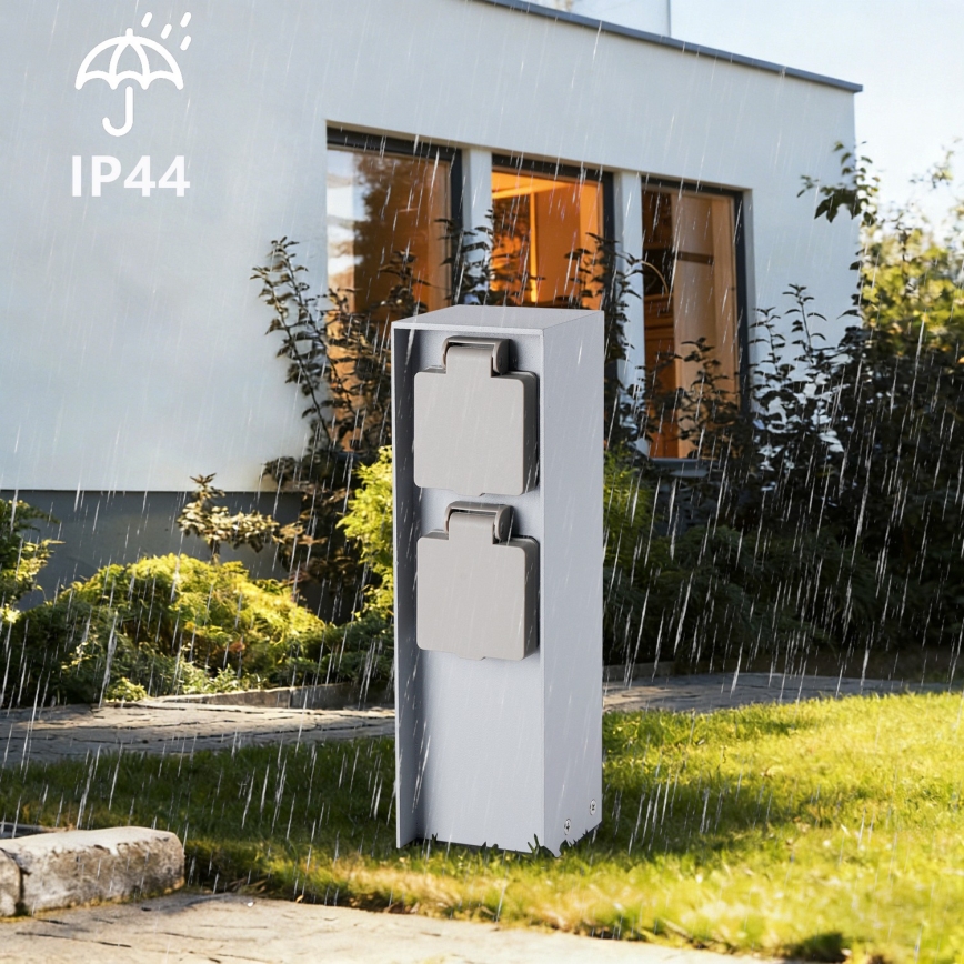 Brilagi - Уличный столб с розетками PILLAR 2Z SCHUKO 230V IP44 серебристый
