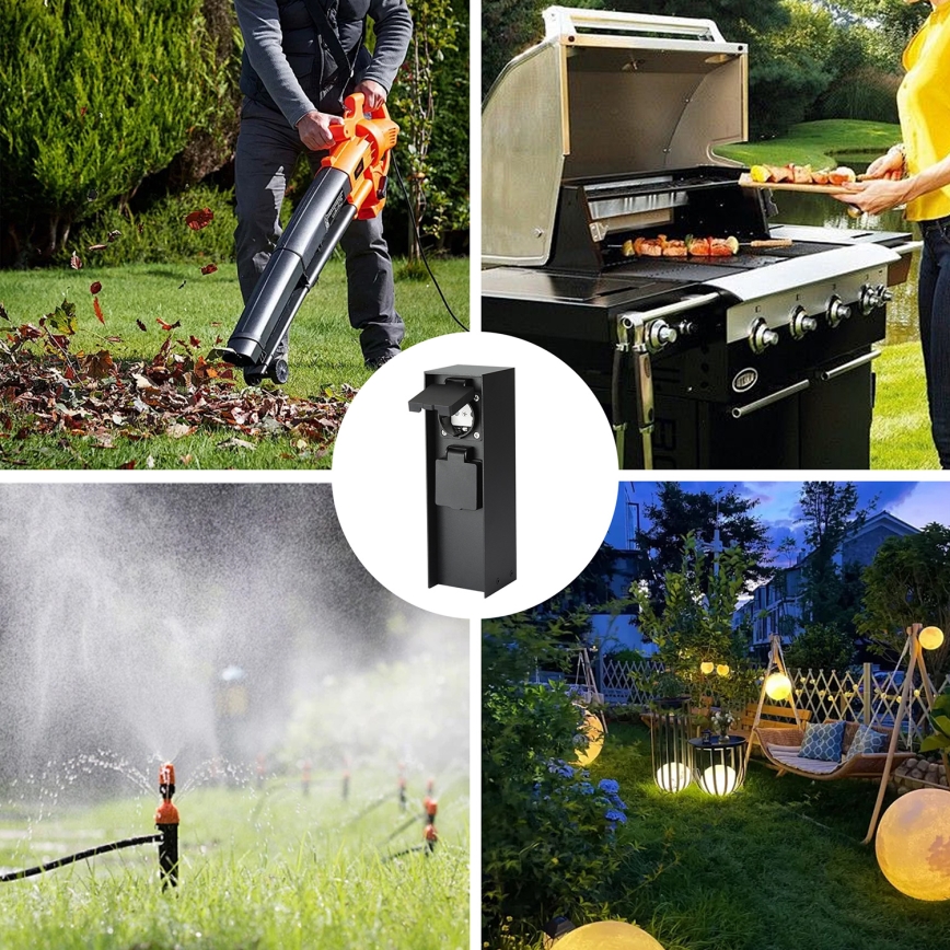 Brilagi - Уличный столбик для розеток PILLAR 2Z SCHUKO 230V IP44 черный
