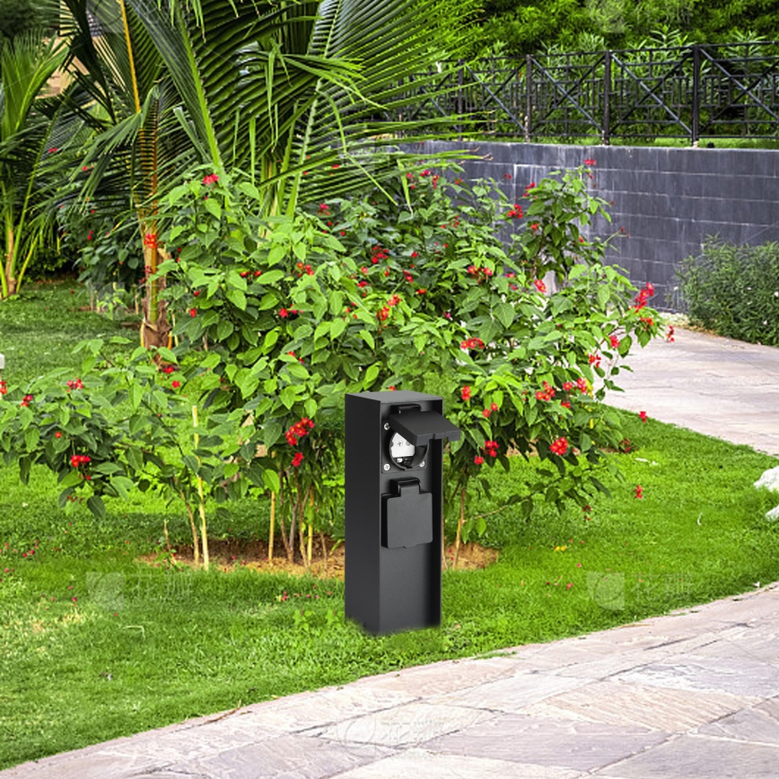 Brilagi - Уличный столбик для розеток PILLAR 2Z SCHUKO 230V IP44 черный