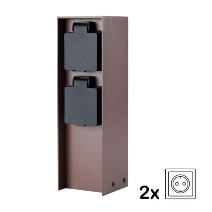 Brilagi - Уличный столбик с розетками PILLAR 2Z SCHUKO 230V IP44, коричневый
