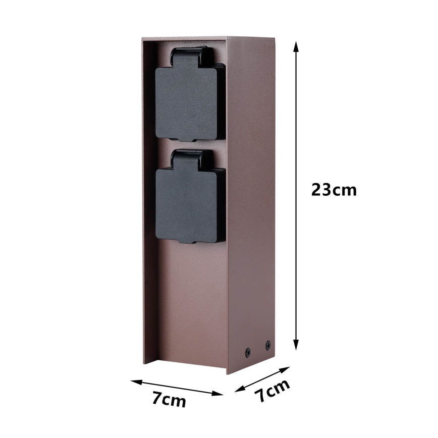 Brilagi - Уличный столбик с розетками PILLAR 2Z SCHUKO 230V IP44, коричневый