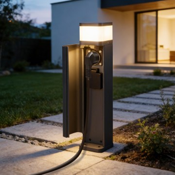 Brilagi - уличный светильник PILLAR с 2 розетками SCHUKO, 1xG9/11W/230V, IP44, антрацит