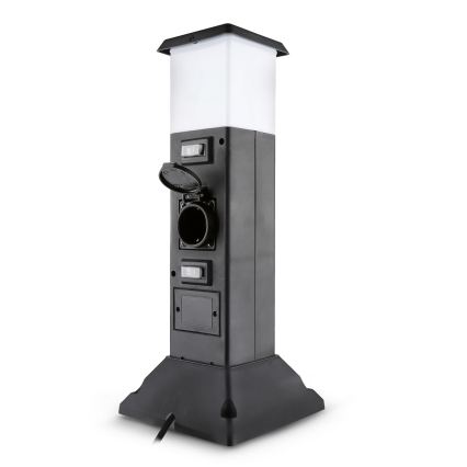 Brilagi - Уличный светильник с 2 розетками SCHUKO 1xE14/15W/230V IP44 чёрный