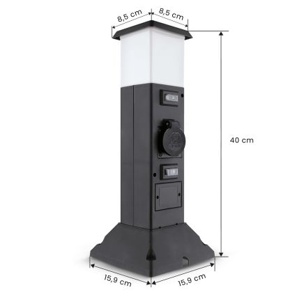 Brilagi - Уличный светильник с 2 розетками SCHUKO 1xE14/15W/230V IP44 чёрный