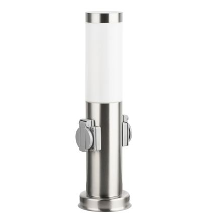 Brilagi - Уличный светильник с 2 розетками SCHUKO NOVA 1xE27/15W/230V 40 cm IP44 матовый хром