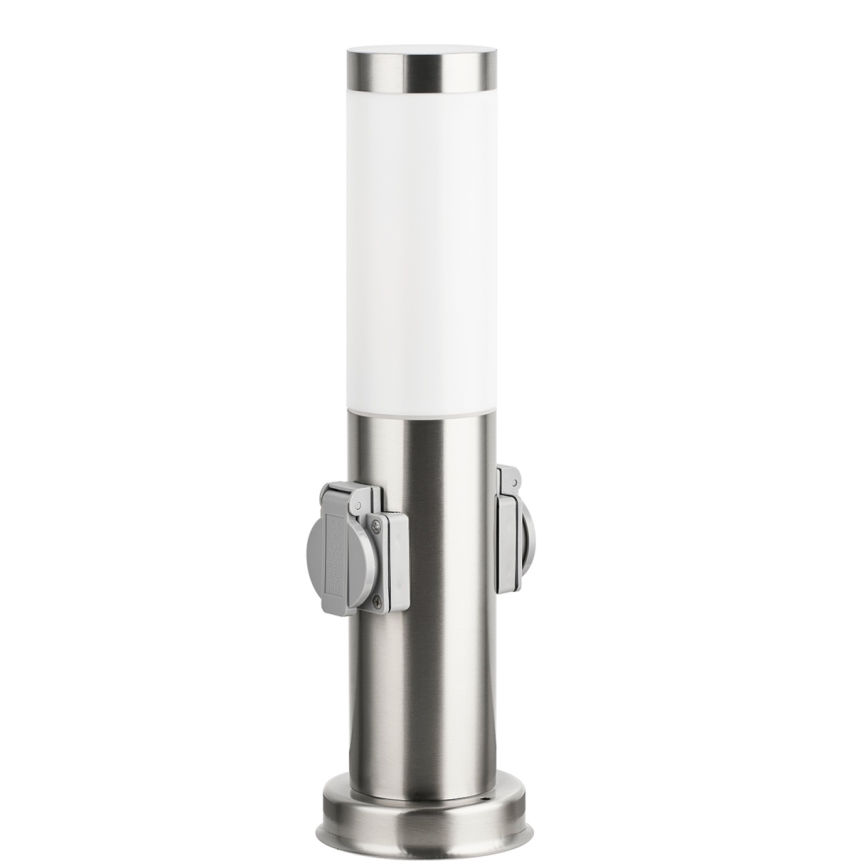 Brilagi - Уличный светильник с 2 розетками SCHUKO NOVA 1xE27/15W/230V 40 cm IP44 матовый хром