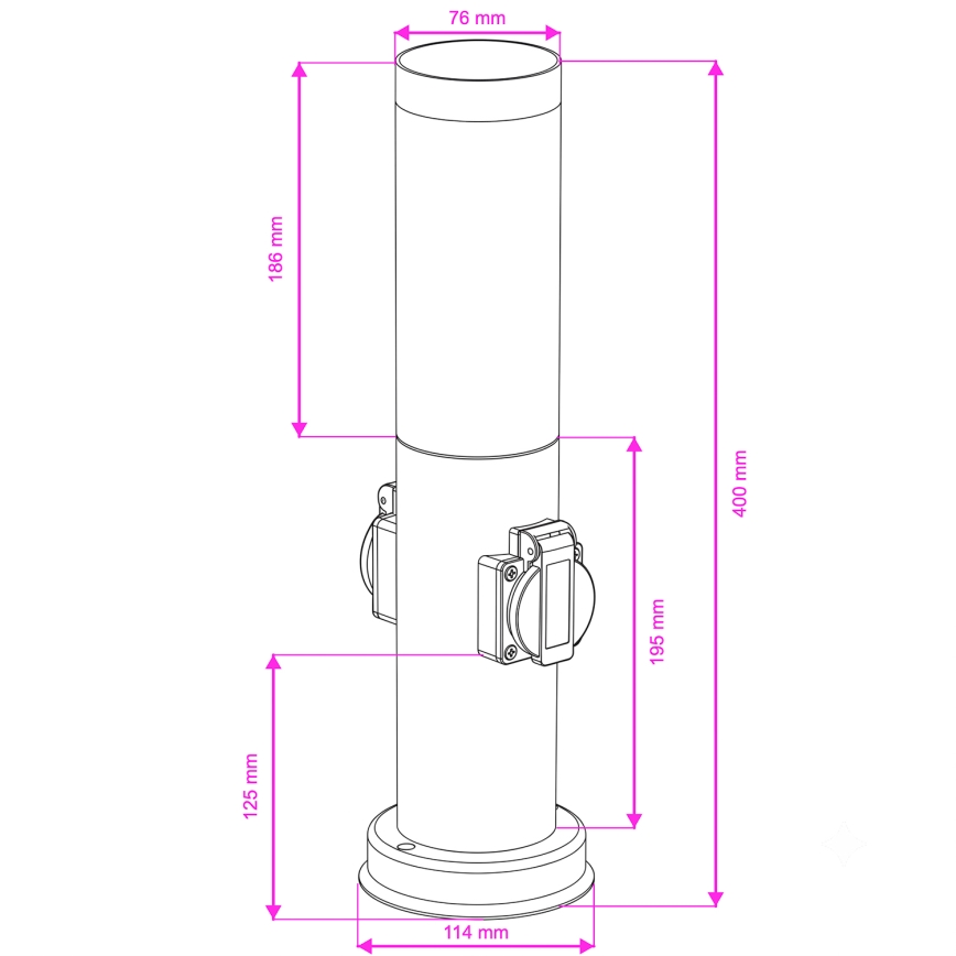 Brilagi - Уличный светильник с 2 розетками SCHUKO NOVA 1xE27/15W/230V 40 cm IP44 матовый хром