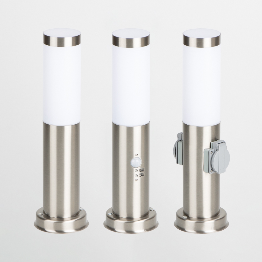 Brilagi - Уличный светильник с 2 розетками SCHUKO NOVA 1xE27/15W/230V 40 cm IP44 матовый хром