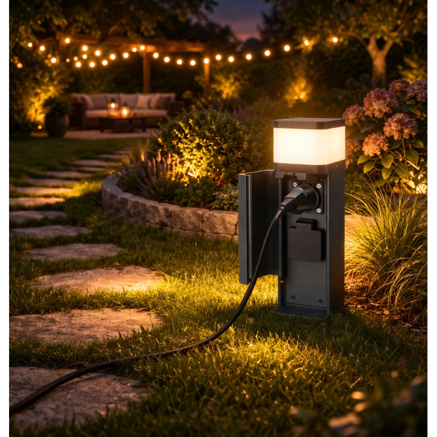 Brilagi - Уличный светильник с 2 розетками SCHUKO PILLAR 1xG9/11W/230V IP44 антрацит