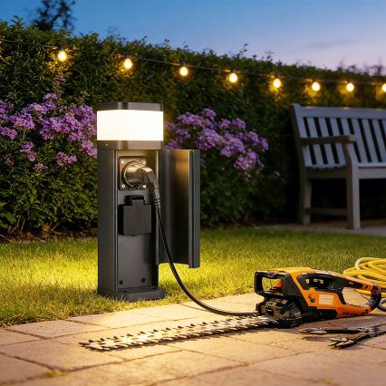 Brilagi - Уличный светильник с 2 розетками SCHUKO PILLAR 1xG9/11W/230V IP44 антрацит
