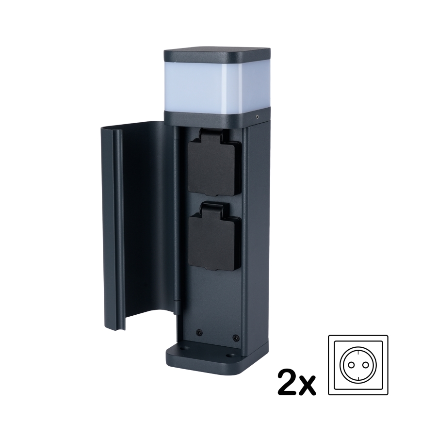 Brilagi - Уличный светильник с 2 розетками SCHUKO PILLAR 1xG9/11W/230V IP44 антрацит