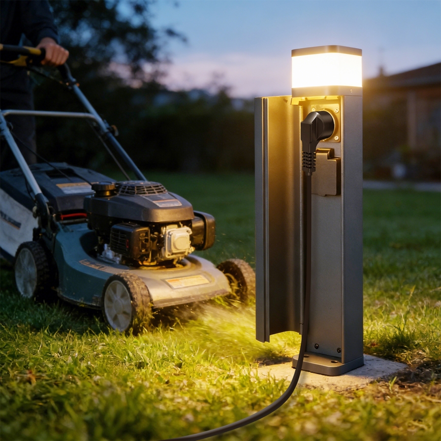 Brilagi - уличный светильник PILLAR с 2 розетками SCHUKO, 1xG9/11W/230V, IP44, антрацит