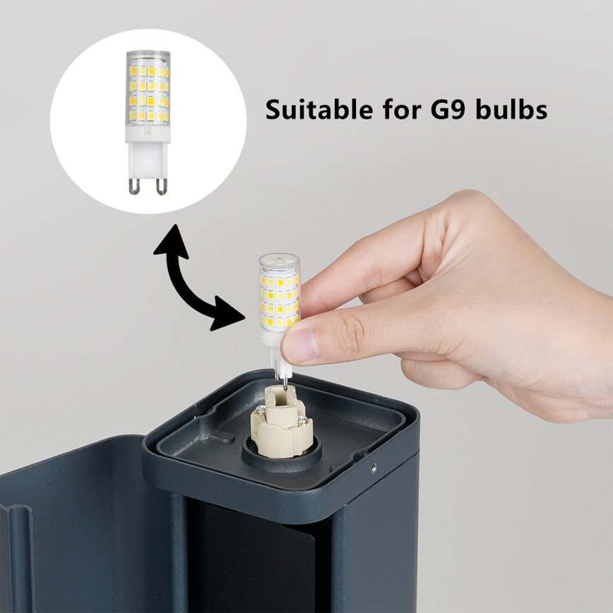 Brilagi - уличный светильник PILLAR с 2 розетками SCHUKO, 1xG9/11W/230V, IP44, антрацит