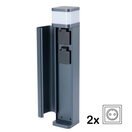 Brilagi - уличный светильник PILLAR с 2 розетками SCHUKO, 1xG9/11W/230V, IP44, антрацит