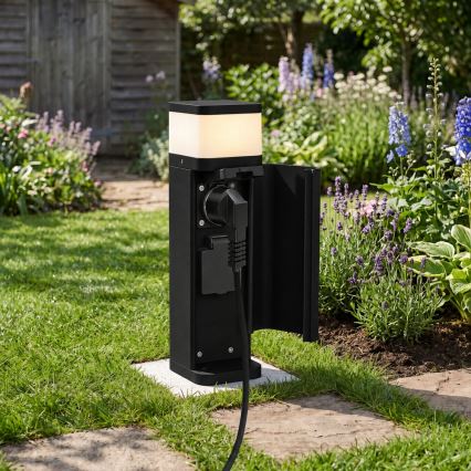 BRILAGI - Уличный светильник с 2 розетками SCHUKO PILLAR 1xG9/11W/230V IP44 черный
