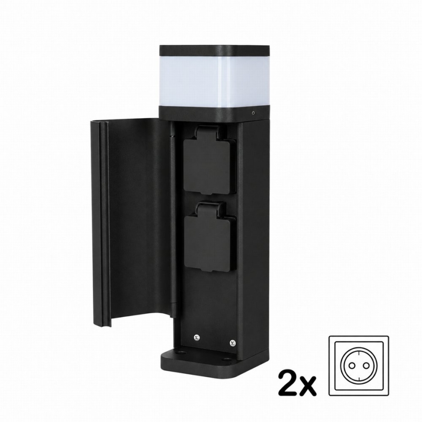 BRILAGI - Уличный светильник с 2 розетками SCHUKO PILLAR 1xG9/11W/230V IP44 черный