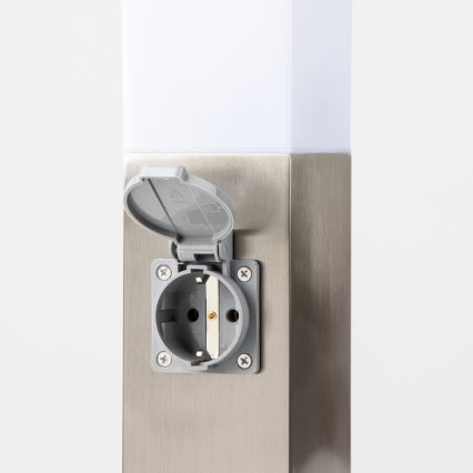 Brilagi - Уличный светильник с 2 розетками SCHUKO NOVA 1xE27/15W/230V 40 см IP44 матовый хром