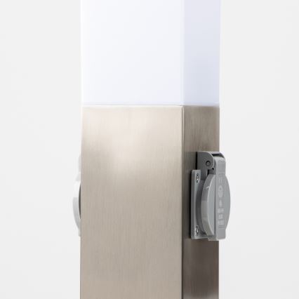 Brilagi - Уличный светильник с 2 розетками SCHUKO NOVA 1xE27/15W/230V 40 см IP44 матовый хром