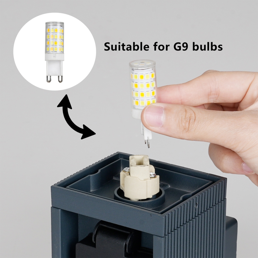 Brilagi - Уличный настенный светильник с розеткой SCHUKO PILLAR 1xG9/11W/230V IP44 антрацит