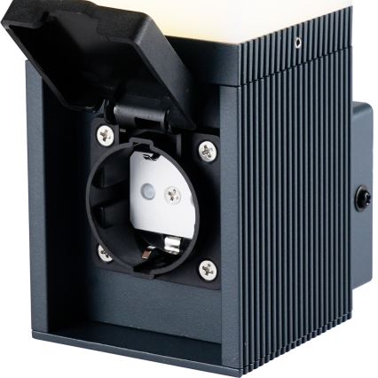 Brilagi - Уличный настенный светильник с розеткой SCHUKO PILLAR 1xG9/11W/230V IP44 антрацит