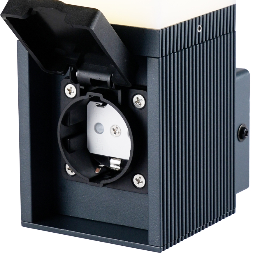Brilagi - Уличный настенный светильник с розеткой SCHUKO PILLAR 1xG9/11W/230V IP44 антрацит