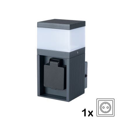 Brilagi - Уличный настенный светильник с розеткой SCHUKO PILLAR 1xG9/11W/230V IP44 антрацит