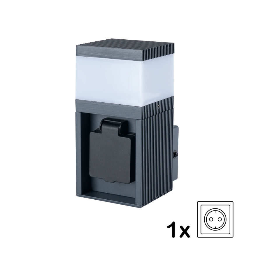 Brilagi - Уличный настенный светильник с розеткой SCHUKO PILLAR 1xG9/11W/230V IP44 антрацит