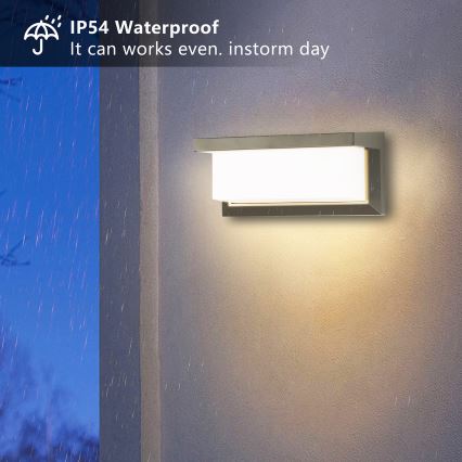 Brilagi - Уличный светодиодный настенный светильник с датчиком BRICKY LED/12W/230V серый IP54
