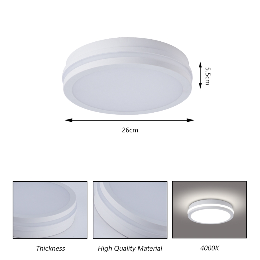 Brilagi - LED уличный потолочный светильник с датчиком BENE LED/24W/230V диаметр 26 см белый IP54