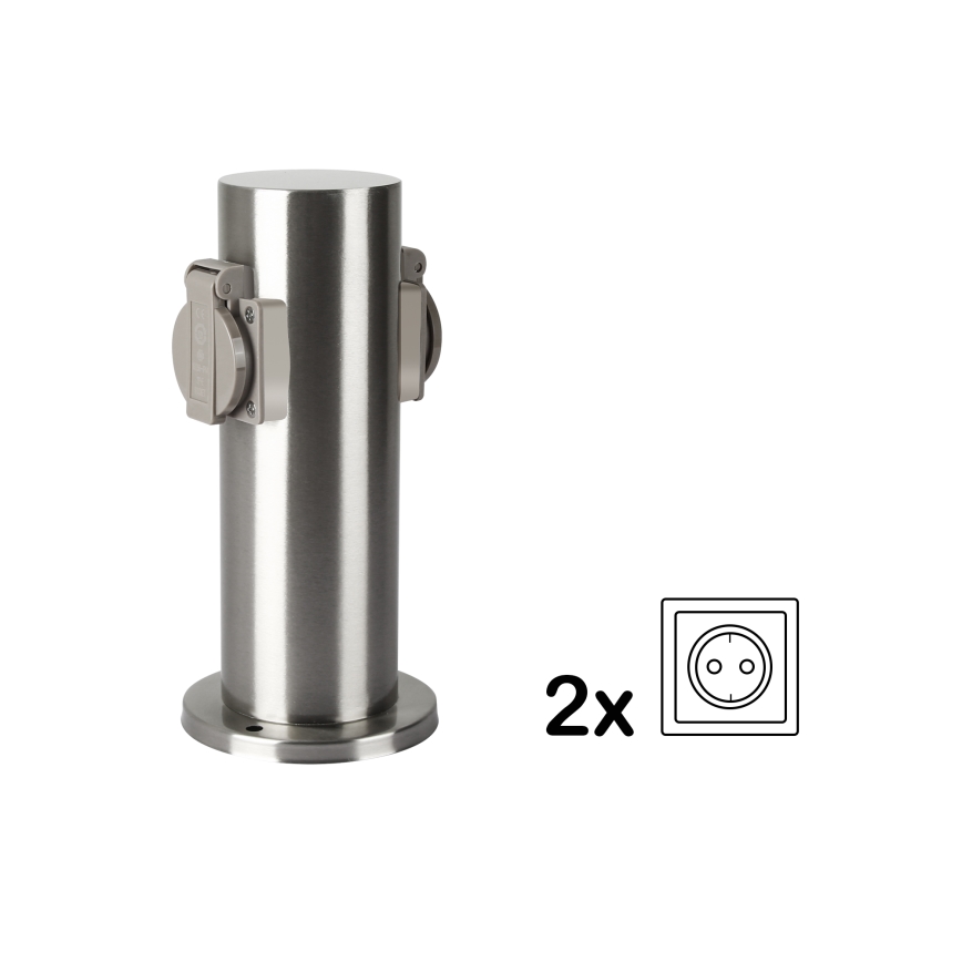 Brilagi - Уличная розеточная колонна PILLAR 2Z SCHUKO 230V IP44 матовый хром