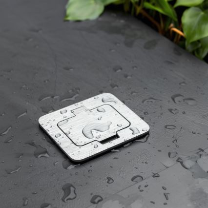 Brilagi - Уличная встроенная напольная розетка IP55 матовый хром прямоугольная