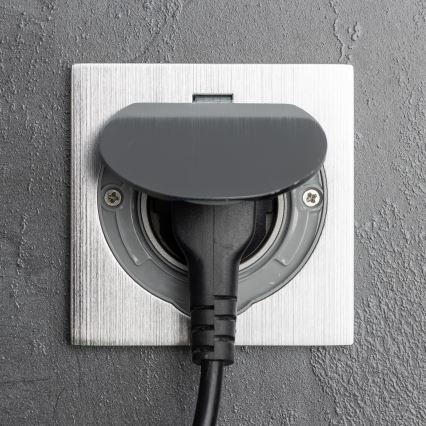 Brilagi - Уличная встроенная напольная розетка IP55 матовый хром квадратная