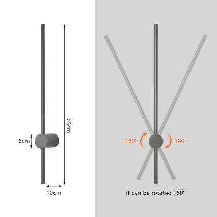 Brilagi - LED наружный настенный светильник AURA LED/12W/230V 3000K IP54 65 см антрацит CRI 90
