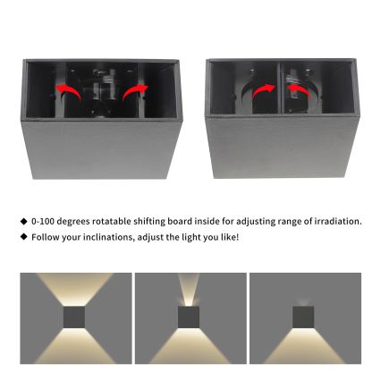 Brilagi - уличный настенный светильник DOUBLERAY LED/4W/230V антрацит IP65