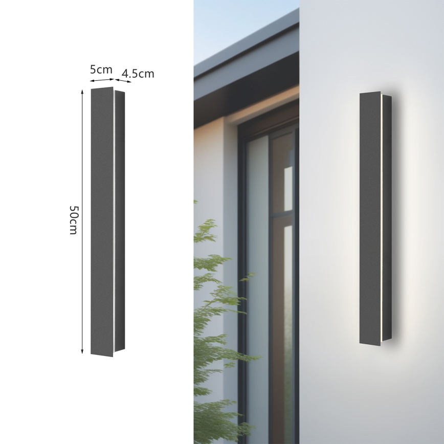 Brilagi - LED наружный настенный светильник LINEAR, 12 Вт, 230 В, 3000 К, IP65, 50 см, антрацит