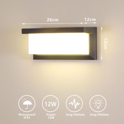 Brilagi - Уличный светодиодный настенный светильник BRICKY LED/12W/230V антрацит IP54