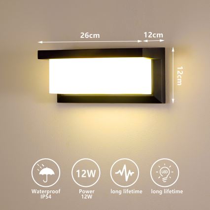 Brilagi - Уличный светодиодный настенный светильник BRICKY LED/12W/230V черный IP54