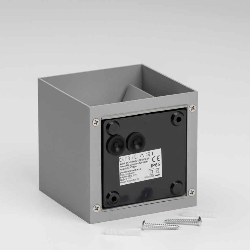 Brilagi - Уличный светодиодный настенный светильник CUBE LED/6W/230V серый IP54