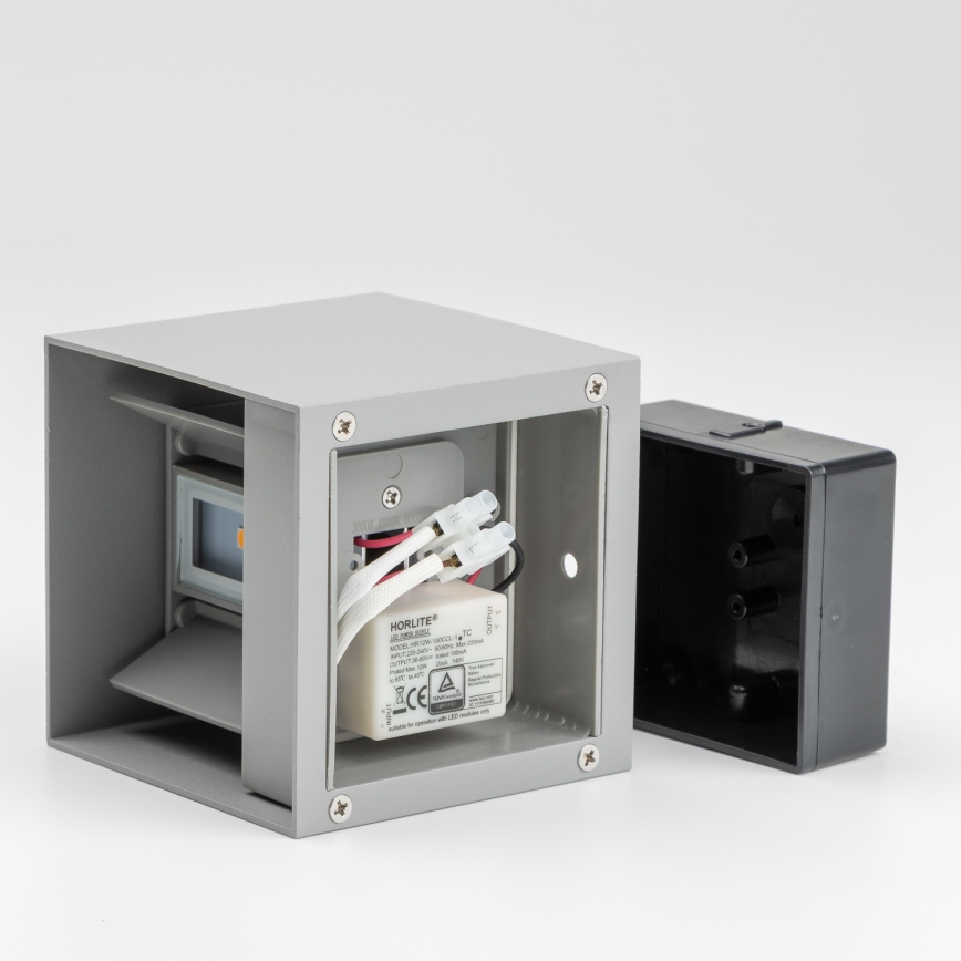 Brilagi - Уличный светодиодный настенный светильник CUBE LED/6W/230V серый IP54