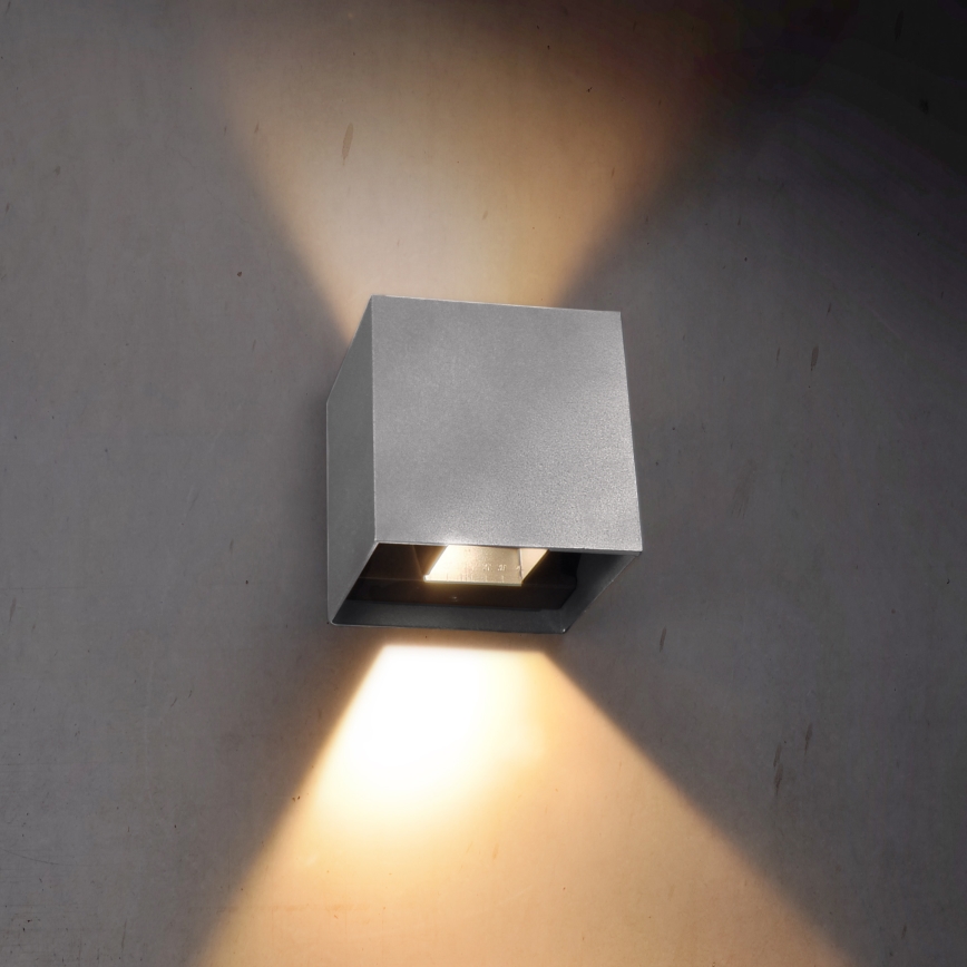 Brilagi - Уличный светодиодный настенный светильник CUBE LED/6W/230V серый IP54