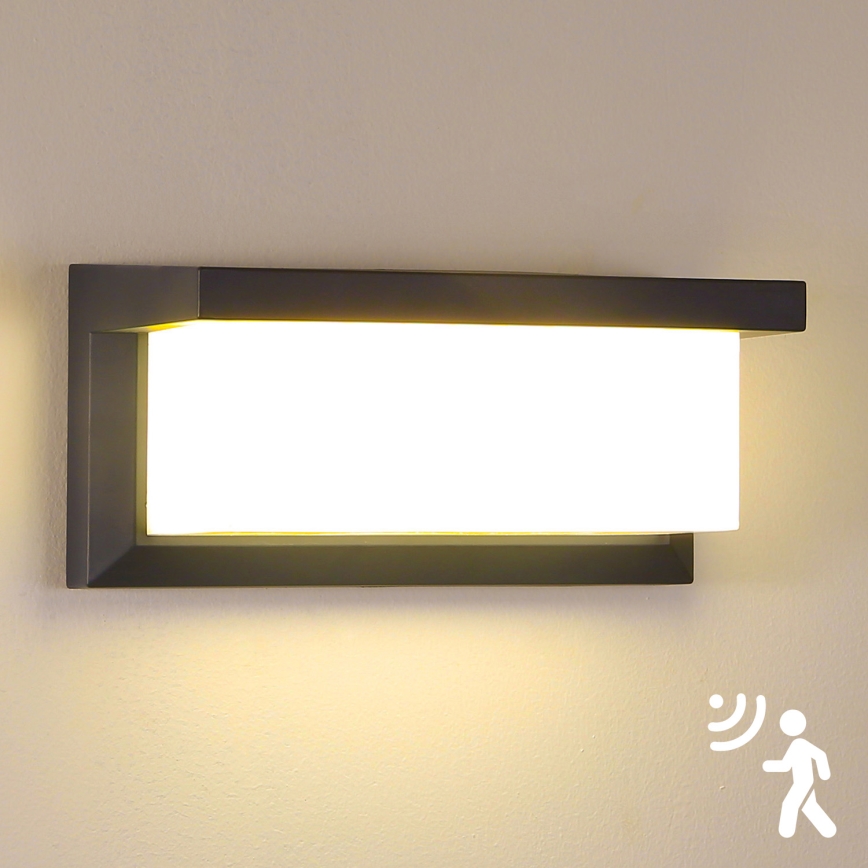Brilagi - Уличный светодиодный настенный светильник с датчиком BRICKY LED/12W/230V антрацит IP54