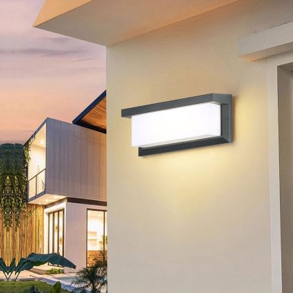 Brilagi - Уличный светодиодный настенный светильник с датчиком BRICKY LED/12W/230V антрацит IP54