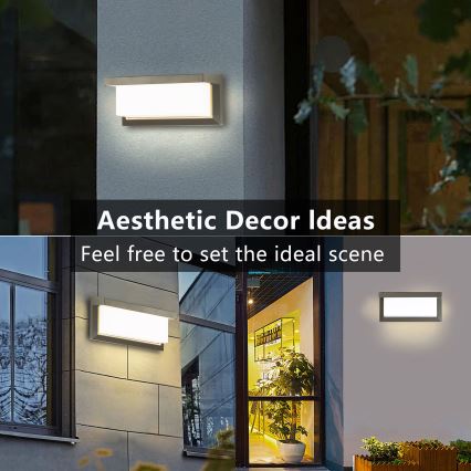 Brilagi - Уличный светодиодный настенный светильник с датчиком BRICKY LED/12W/230V серый IP54